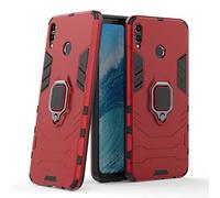 LuluMain Compatible con Honor 8X MAX, Huawei Y MAX Funda, Anillo Metálico Sujeción Soporte Antichoque Rígido Caja (Funciona con el Montaje de Coche Magnético) Doble Capa Sólido Case Carcasa (Rojo)