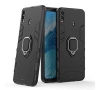 LuluMain Compatible con Honor 8X MAX, Huawei Y MAX Funda, Anillo Metálico Sujeción Soporte Antichoque Rígido Caja (Funciona con el Montaje de Coche Magnético) Doble Capa Sólido Case Carcasa (Negro)