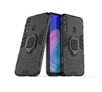 LuluMain Compatible con Huawei P40 Lite E, Huawei Y7P Funda, Anillo Metálico Sujeción Soporte Antichoque Caja (Funciona con el Montaje de Coche Magnético) Doble Capa Case Carcasa (Negro)