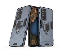 LuluMain Compatible con Huawei P40 Pro Funda, Anillo Metálico Sujeción Soporte Antichoque Caja (Funciona con el Montaje de Coche Magnético) Doble Capa Case Carcasa para Huawei P40 Pro (Azul Marino)