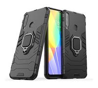 LuluMain Compatible con Huawei Y6P Funda, Anillo Metálico Sujeción Soporte Antichoque Caja (Funciona con el Montaje de Coche Magnético) Doble Capa Case Carcasa (Negro)