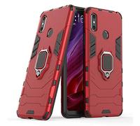 LuluMain Compatible con Mi MAX 3 Funda, Anillo Metálico Sujeción Soporte Antichoque Caja (Funciona con el Montaje de Coche Magnético) Doble Capa Case Carcasa para Xiaomi Mi Max3 (Rojo)