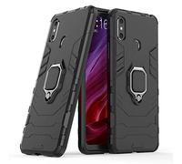 LuluMain Compatible con Mi MAX 3 Funda, Anillo Metálico Sujeción Soporte Antichoque Caja (Funciona con el Montaje de Coche Magnético) Doble Capa Case Carcasa para Xiaomi Mi Max3 (Negro)