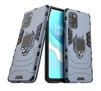 LuluMain Compatible con OnePlus 8T Funda, Anillo Metálico Sujeción Soporte Antichoque Caja (Funciona con el Montaje de Coche Magnético) Doble Capa Case Carcasa (Azul Marino)
