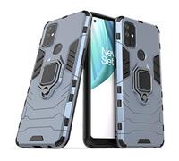 LuluMain Compatible con OnePlus Nord N10 5G Funda, Anillo Metálico Sujeción Soporte Antichoque Caja (Funciona con el Montaje de Coche Magnético) Doble Capa Case Carcasa (Azul Marino)