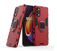LuluMain Compatible con OPPO Realme 7 Pro Funda, Anillo Metálico Sujeción Soporte Antichoque Caja (Funciona con el Montaje de Coche Magnético) Doble Capa Case Carcasa (Rojo)