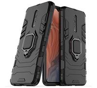 LuluMain Compatible con OPPO Reno Z Funda, Anillo Metálico Sujeción Soporte Antichoque Caja (Funciona con el Montaje de Coche Magnético) Doble Capa Case Carcasa para OPPO RenoZ (Negro)