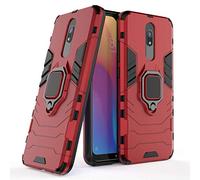 LuluMain Compatible con Redmi 8, 8A Funda, Anillo Metálico Sujeción Soporte Antichoque Caja (Funciona con el Montaje de Coche Magnético) Doble Capa Case Carcasa para Xiaomi Redmi8, Redmi 8A (Rojo)