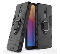 LuluMain Compatible con Redmi 8, 8A Funda, Anillo Metálico Sujeción Soporte Antichoque Caja (Funciona con el Montaje de Coche Magnético) Doble Capa Case Carcasa para Xiaomi Redmi8, Redmi 8A (Negro)