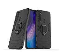 LuluMain Compatible con Redmi Note 8T Funda, Anillo Metálico Sujeción Soporte Antichoque Caja (Funciona con el Montaje de Coche Magnético) Doble Capa Case Carcasa para Xiaomi Redmi Note 8T (Negro)