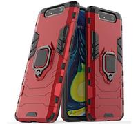 LuluMain Compatible con Samsung Galaxy A80, Galaxy A90 Funda, Anillo Metálico Sujeción Soporte Antichoque Caja (Funciona con el Montaje de Coche Magnético) Doble Capa Case Carcasa (Rojo)