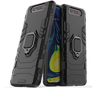 LuluMain Compatible con Samsung Galaxy A80, Galaxy A90 Funda, Anillo Metálico Sujeción Soporte Antichoque Caja (Funciona con el Montaje de Coche Magnético) Doble Capa Case Carcasa (Negro)