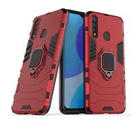 LuluMain Compatible con Vivo Y19, U3 Funda, Anillo Metálico Sujeción Soporte Antichoque Caja (Funciona con el Montaje de Coche Magnético) Doble Capa Case Carcasa para Vivo Z1 Pro, Vivo Z5X (Rojo)
