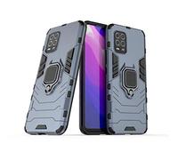 LuluMain Compatible con Xiaomi Mi 10 Lite 5G Funda, Anillo Metálico Sujeción Soporte Antichoque Caja (Funciona con el Montaje de Coche Magnético) Doble Capa Case Carcasa (Azul Marino)