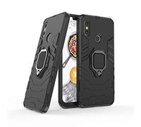LuluMain Compatible con Xiaomi Mi 8 Funda, Anillo Metálico Sujeción Soporte Antichoque Rígido Caja (Funciona con el Montaje de Coche Magnético) Doble Capa Sólido Case Carcasa para Xiaomi Mi8 (Negro)