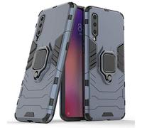 LuluMain Compatible con Xiaomi Mi 9 Funda, Anillo Metálico Sujeción Soporte Antichoque Caja (Funciona con el Montaje de Coche Magnético) Doble Capa Case Carcasa para Xiaomi Mi9 (Azul Marino)