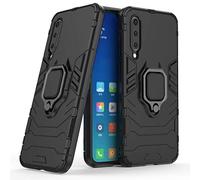 LuluMain Compatible con Xiaomi Mi 9 SE Funda, Anillo Metálico Sujeción Soporte Antichoque Caja (Funciona con el Montaje de Coche Magnético) Doble Capa Case Carcasa para Xiaomi Mi9 SE (Negro)