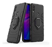 LuluMain Compatible con Xiaomi Redmi 7, Redmi Y3 Funda, Anillo Metálico Sujeción Soporte Antichoque Caja (Funciona con el Montaje de Coche Magnético) Doble Capa Case Carcasa (Negro)