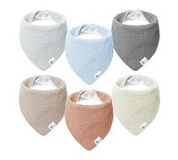 Lulu moon Babero triangular para bebé, muselina para bebé, para niños y niñas (6 unidades,Estrella)