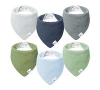 Lulu moon Babero triangular para bebé, muselina para bebé, para niños y niñas (6 unidades, Río)