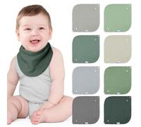 lulumoon Bebe Baberos de 100% Algodón Muselina, Baberos para Bebé Niño Niña Unisexo 8 Paquetes (Lago)