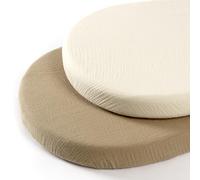 lulumoon Juego de 2 sabanas Cuna Ajustables para niños, Sabana Bajera 100% algodón de Muselina, 90 x 40 cm, Sabana Bajera Cuna para Cuna de Viaje (Blanco Amarillo