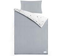 lulumoon Juego de Ropa de Cama Infantil de Muselina de 100 x 135 cm, Funda nórdica de 100 x 135 cm y Funda de Almohada de 40 x 60 cm, de algodón, Ligera y cómoda (Gris Oscuro, 100x135 + 40x60 cm)