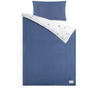 lulumoon Juego de Ropa de Cama Infantil de Muselina de 100 x 135 cm, Funda nórdica de 100 x 135 cm y Funda de Almohada de 40 x 60 cm, de algodón, Ligera y cómoda (Azul Oscuro, 100x135 + 40x60 cm)