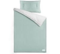 lulumoon Juego de Ropa de Cama Infantil de Muselina de 100 x 135 cm, Funda nórdica de 100 x 135 cm y Funda de Almohada de 40 x 60 cm, de algodón, Ligera y cómoda, Color Gris y Verde, 100 x 135 + 40 x