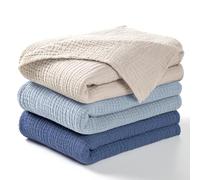 lulumoon - Manta de algodón (3 Unidades), Color Azul Marino