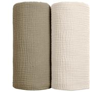 lulumoon - Manta de pañales para bebé, Manta de algodón para bebé, 2 Unidades (Olivia)