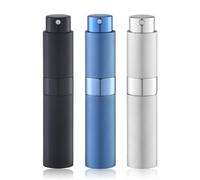 Lulupack 10ml Atomizador de perfume, Botella de Spray de Viaje Para Colonia, Pulverizador Portátil Recargable (3 piezas, Negro, Plata, Azul)