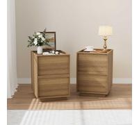 LULUWA Mesita de noche para dormitorio, diseño de cajones sin mango, mesita de noche medieval moderna de roble 38 x 48 x 50 cm (2 unidades)