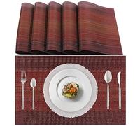 Lumaca Juego de 6 Manteles Individuales Lavables, (70% PVC y 30% Poliéster) Salvamanteles Individuales, Fácil Limpieza, Antideslizantes, Resistentes al Calor, Ideales para la Mesa de la Cocina,Rojo