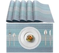 Lumaca Juego de 6 Manteles Individuales Lavables, (70% PVC y 30% Poliéster) Salvamanteles Individuales, Fácil Limpieza, Antideslizantes, Resistentes al Calor,Azul Cielo