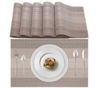 Lumaca Juego de 6 Manteles Individuales Lavables, (70% PVC y 30% Poliéster) Salvamanteles Individuales, Fácil Limpieza, Antideslizantes, Resistentes al Calor, Ideales para la Mesa de la Cocina,Marrón