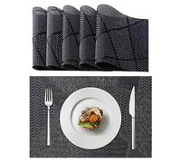 Lumaca Juego de 6 Manteles Individuales Lavables, Salvamanteles Individuales en 70% PVC y 30% Poliéster, Fácil Limpieza, Antideslizante, Resistente al Calor, para Mesa de Cocina,Gris Oscuro
