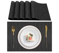 Lumaca Manteles Individuales Lavables, Juego de 6 Salvamanteles Individuales (70% PVC, 30% Poliéster), Resistentes al Calor, Antideslizantes, para Mesa de Cocina y Restaurantes,Negro