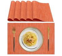 Lumaca Manteles Individuales Lavables, Juego de 6 Salvamanteles Individuales (70% PVC, 30% Poliéster), Resistentes al Calor, Antideslizantes, para Mesa de Cocina y Restaurantes,Naranja