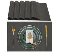 Lumaca Manteles Individuales Lavables, Juego de 6 Salvamanteles Individuales (70% PVC, 30% Poliéster), Resistentes al Calor, Antideslizantes, para Mesa de Cocina y Restaurantes,Gris Oscuro