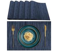 Lumaca Manteles Individuales Lavables, Juego de 6 Salvamanteles Individuales (70% PVC, 30% Poliéster), Resistentes al Calor, Antideslizantes, para Mesa de Cocina y Restaurantes,Azul