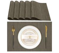 Lumaca Manteles Individuales Lavables, Juego de 6 Salvamanteles Individuales (70% PVC, 30% Poliéster), Resistentes al Calor, Antideslizantes, para Mesa de Cocina y Restaurantes,Gris Oliva