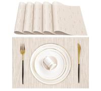 Lumaca Manteles Individuales Lavables, Juego de 6 Salvamanteles Individuales (70% PVC, 30% Poliéster), Resistentes al calor, Antideslizantes, para Mesa de Cocina y Restaurantes,Beige