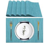 Lumaca Manteles Individuales Lavables, Juego de 6 Salvamanteles Individuales (70% PVC, 30% Poliéster), Resistentes al Calor, Antideslizantes, para Mesa de Cocina y Restaurantes,Azul Claro