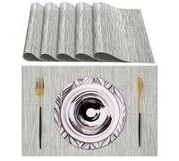 Lumaca Manteles Individuales Lavables, Juego de 6 Salvamanteles Individuales (70% PVC, 30% Poliéster), Resistentes al Calor, Antideslizantes, para Mesa de Cocina y Restaurantes,Gris