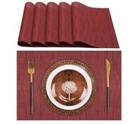 Lumaca Manteles Individuales Lavables, Juego de 6 Salvamanteles Individuales (70% PVC, 30% Poliéster), Resistentes al Calor, Antideslizantes, para Mesa de Cocina y Restaurantes,Rojo