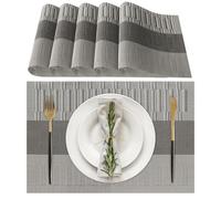 Lumaca Manteles Individuales Lavables, Juego de 6 Salvamanteles Individuales (70% PVC y 30% Poliéster), Fácil Limpieza, Resistentes al Calor, Antideslizantes, para Mesa de Cocina y Restaurantes,Gris