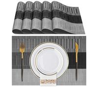 Lumaca Manteles Individuales Lavables, Juego de 6 Salvamanteles Individuales (70% PVC y 30% Poliéster), Fácil Limpieza, Resistentes al Calor, Antideslizantes, para Mesa de Cocina,Gris Oscuro