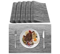 Lumaca Manteles Individuales Lavables, Juego de 6 Salvamanteles Individuales (70% PVC y 30% Poliéster), Fácil Limpieza, Antideslizante, Resistente al Calor, para Mesa de Cocina,Gris Oscuro