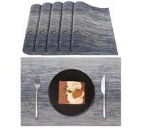 Lumaca Manteles Individuales Lavables, Juego de 6 Salvamanteles Individuales (70% PVC y 30% Poliéster), Fácil Limpieza, Antideslizante, Resistente al Calor, para Mesa de Cocina,Azul